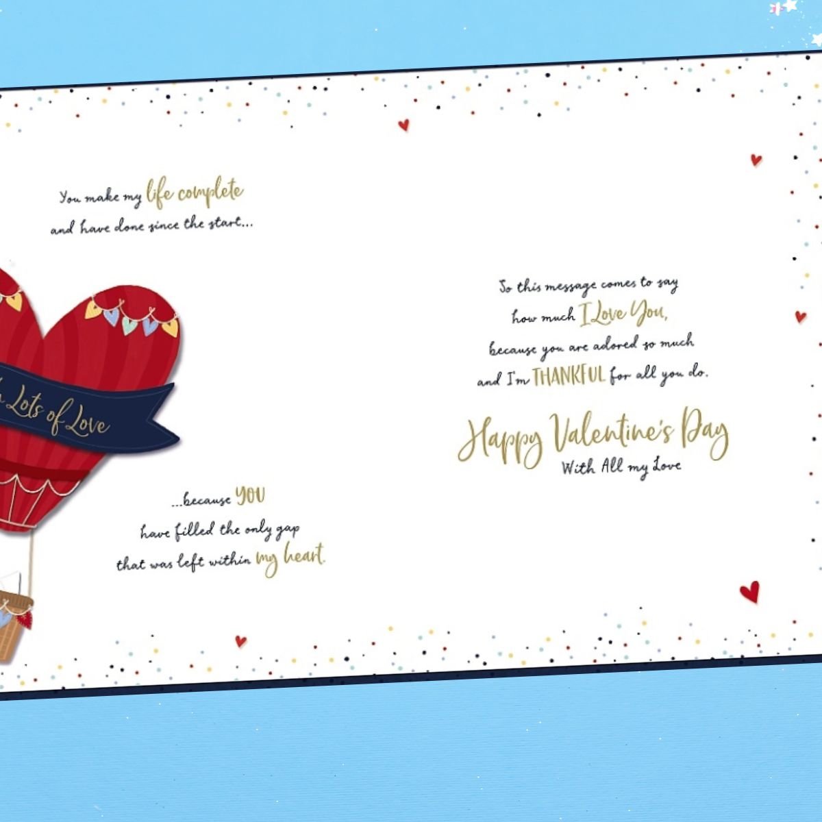 One I Love Valentine's Day Boxed Card - Hot Air Balloon