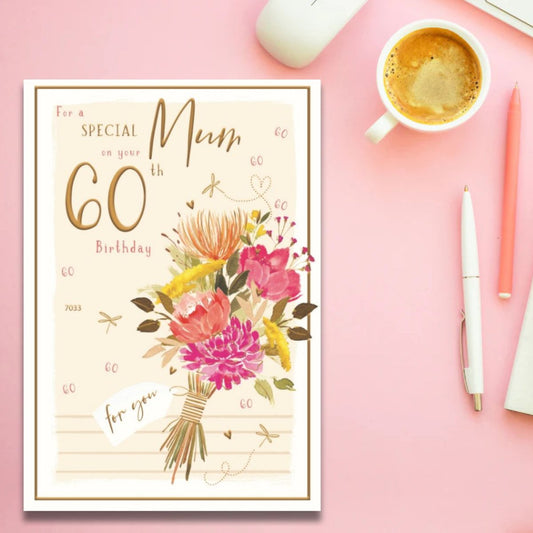 Mum 60th Birthday Card - Skylight Hand Tied Bouquet