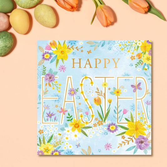 Easter Cards - Floral Text Pack Of 4 Cards