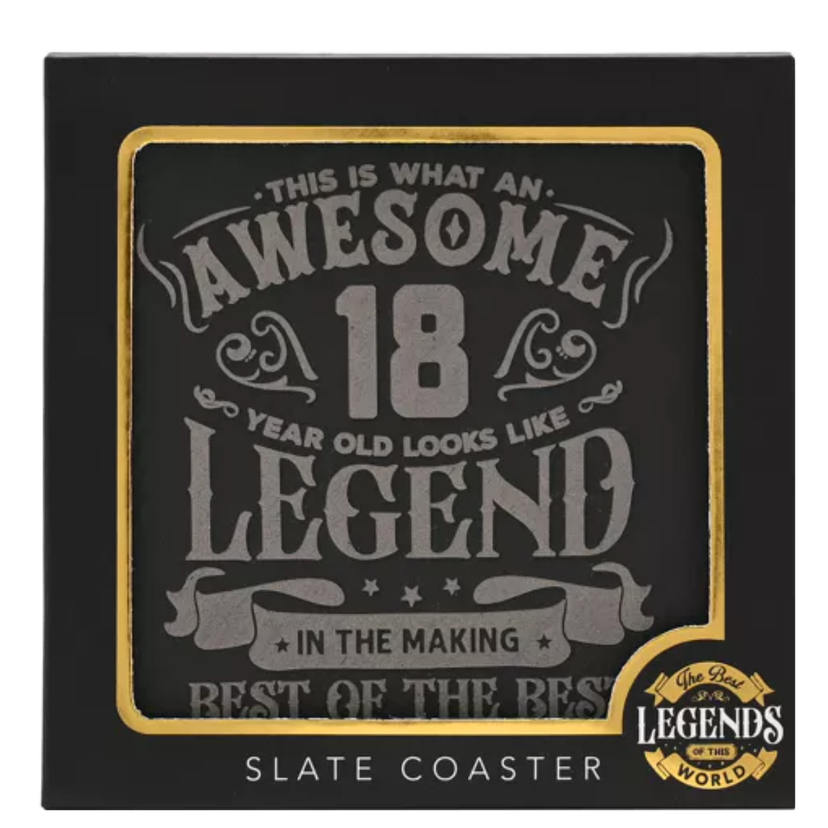 Age 18 Gift - Harvey Makin Legend Slate Coaster - 18 Years