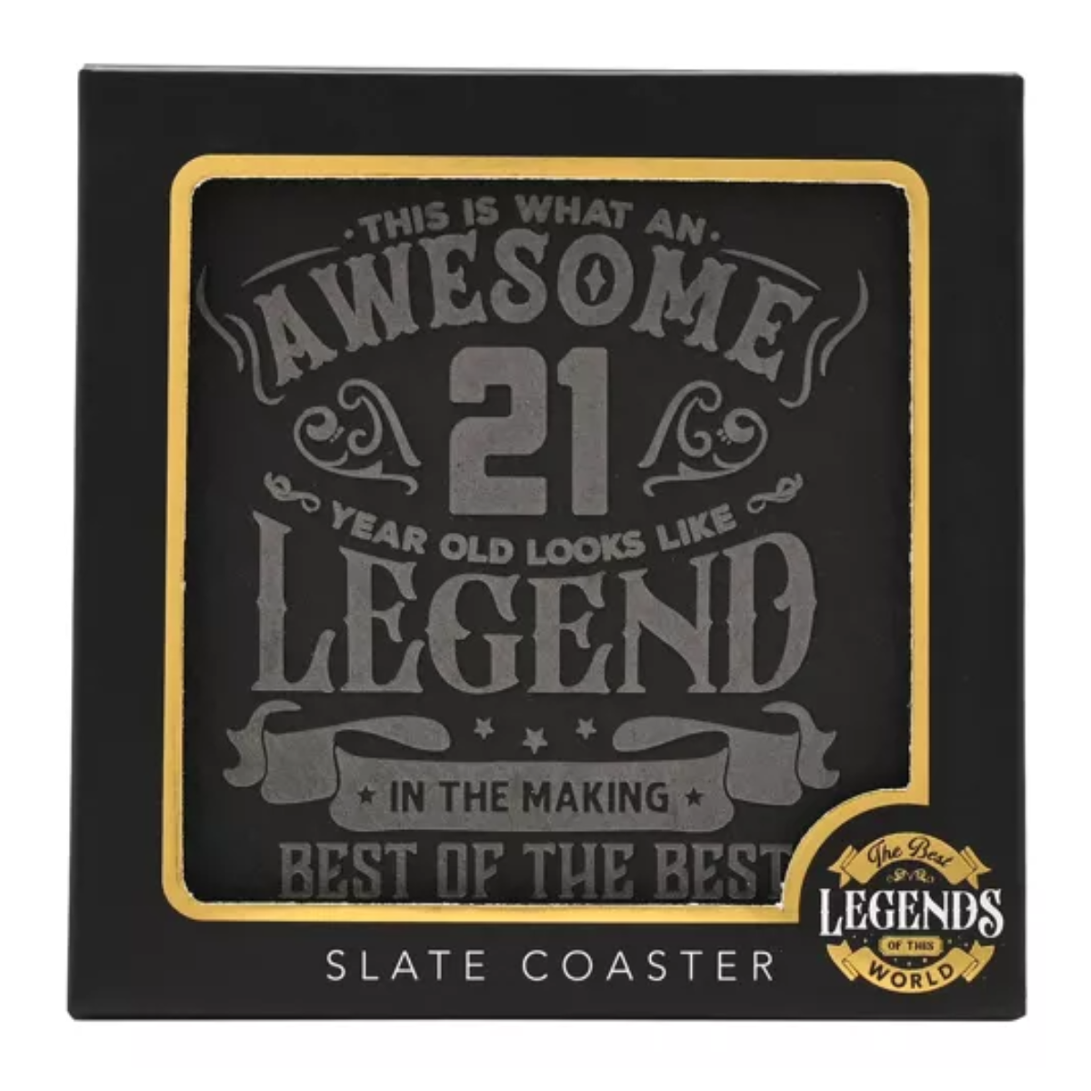 Age 21 Gift - Harvey Makin Legend Slate Coaster - 21 Years