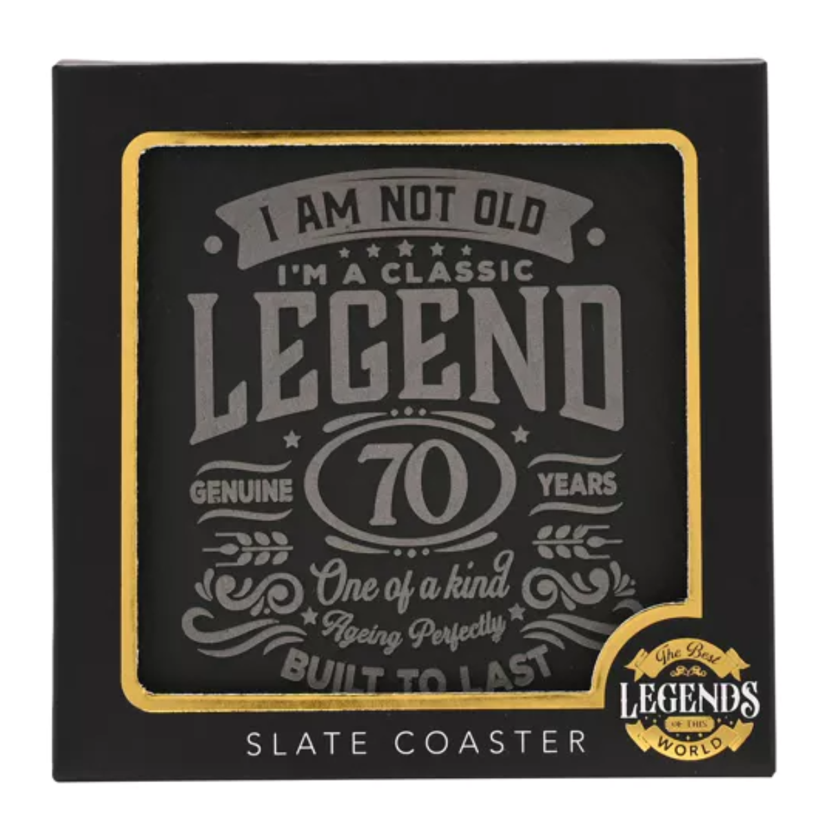 Age 70 Gift - Harvey Makin Legend Slate Coaster - 70 Years