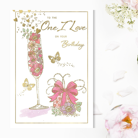 One I Love Birthday Card - Shimmer Flute