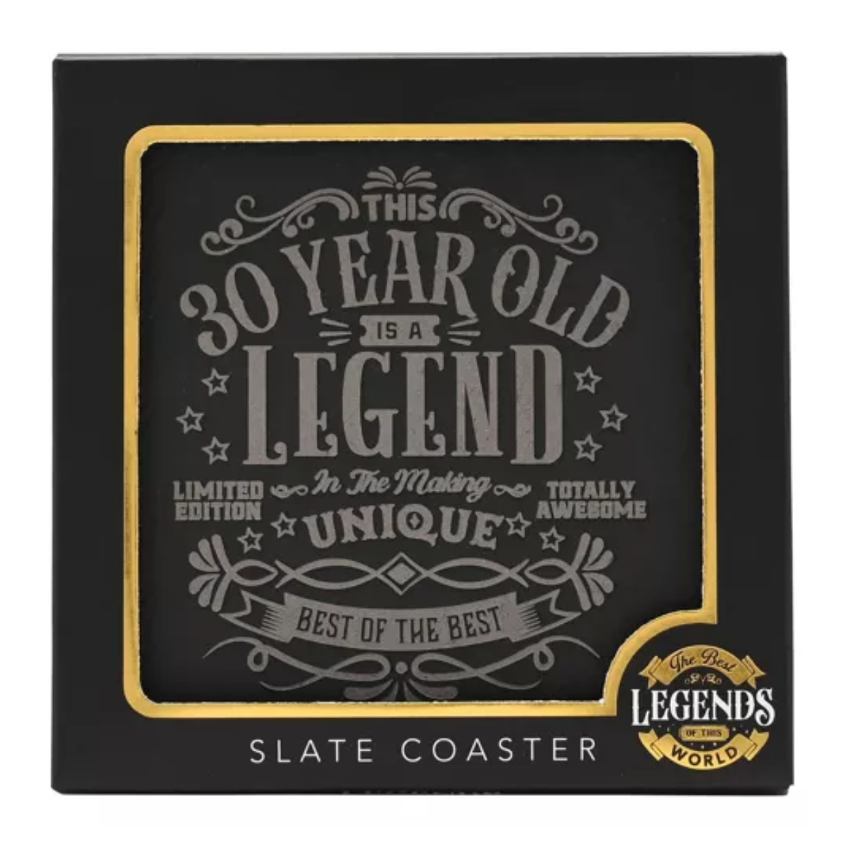 Age 30 Gift - Harvey Makin Legend Slate Coaster - 30 Years
