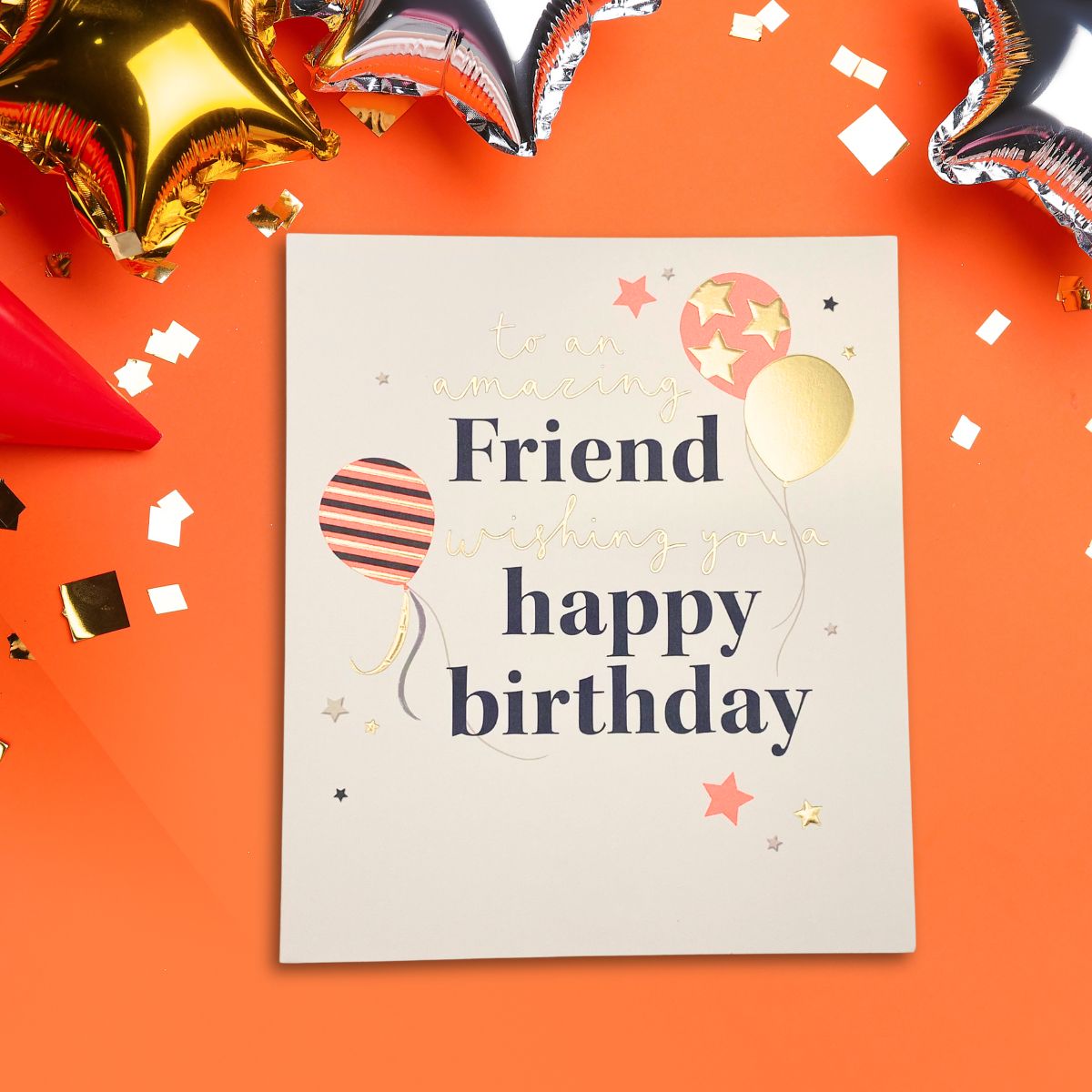 Friend Birthday Card - Neon Balloons