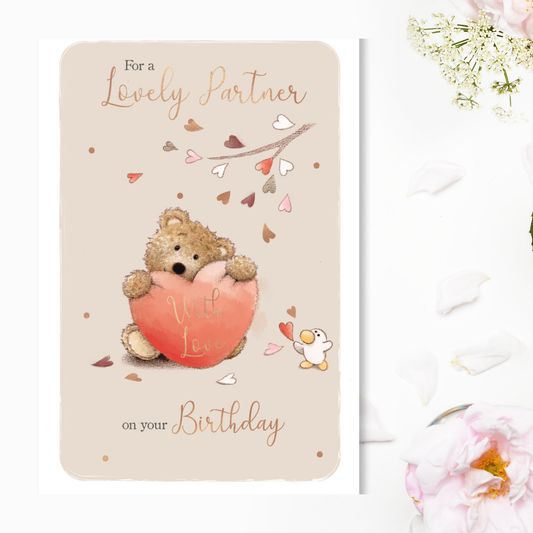 Partner Birthday Card - Barley Bear