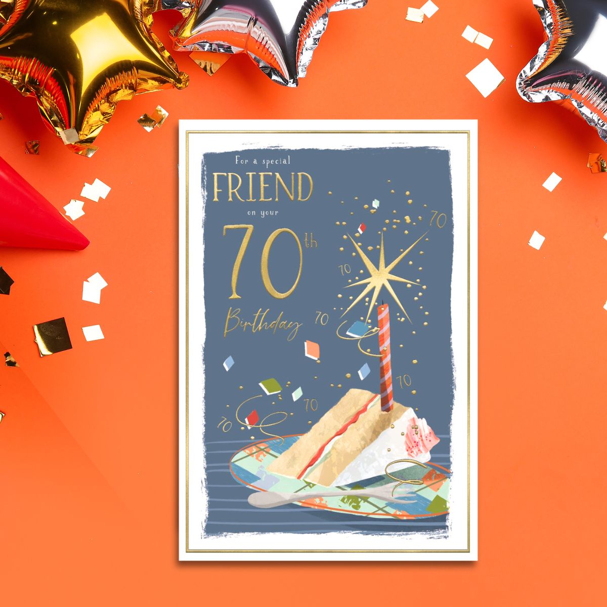 Friend 70th Birthday Card -  Skylight Cake