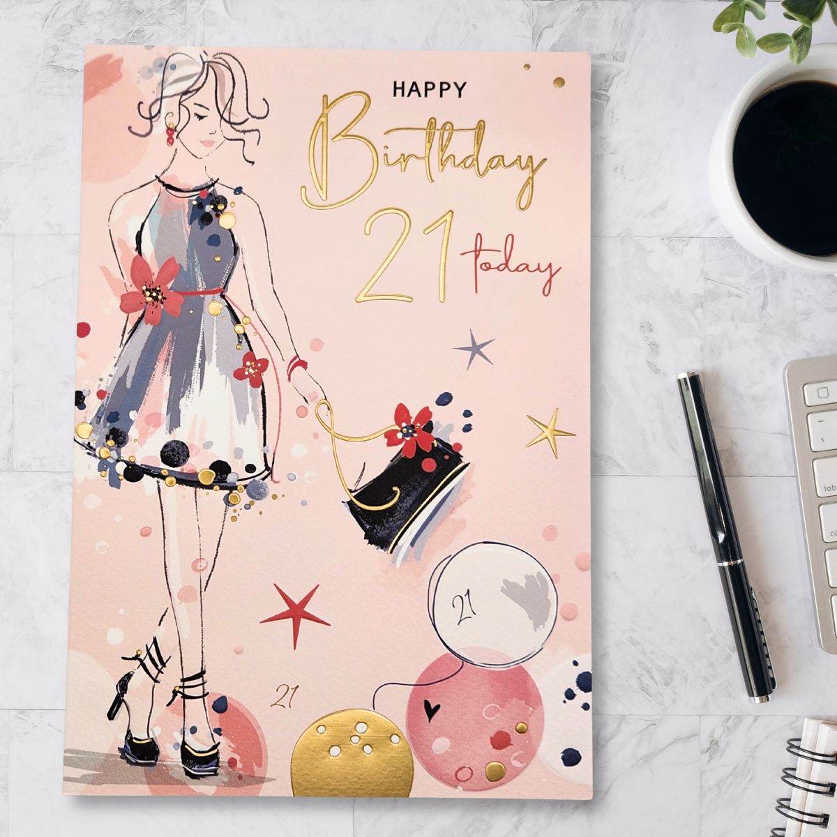 21st Birthday Card - Chic Lady & Bag