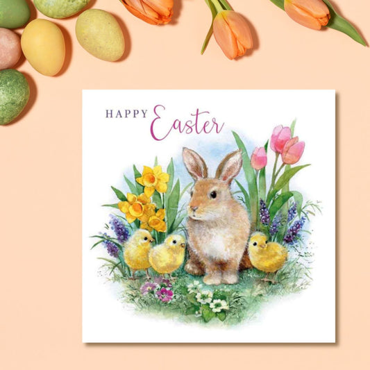 Easter Cards - Bunny & Chicks Pack Of 4 Cards