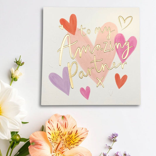 Partner Mother's Day Card  - Coloured Hearts