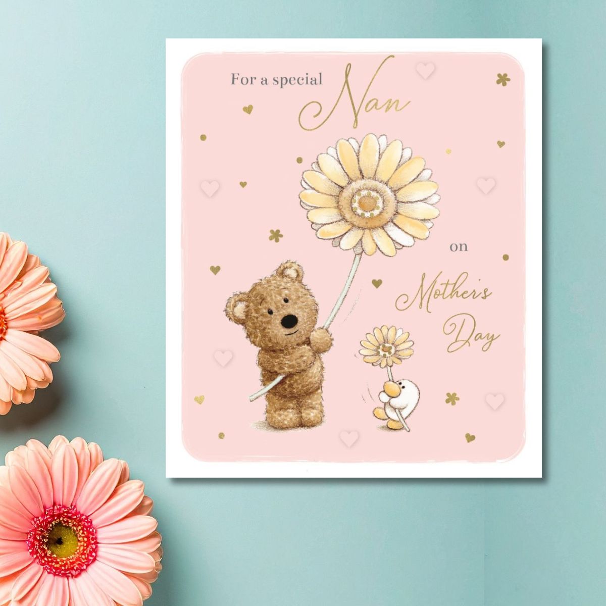 Nan Mother's Day Card - Barley Bear Yellow Flower