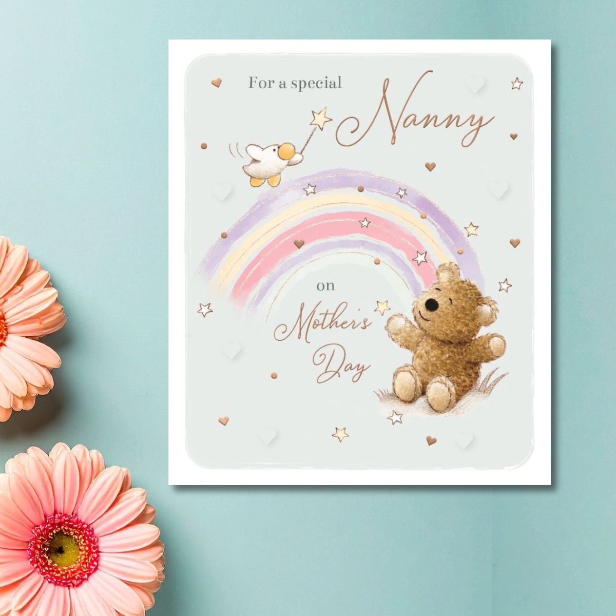 Nanny Mother's Day Card - Barley Bear Rainbow