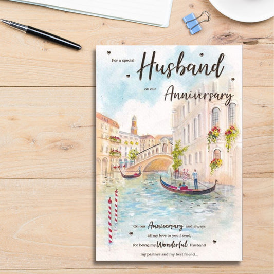 Husband Anniversary Card - Venice Scene