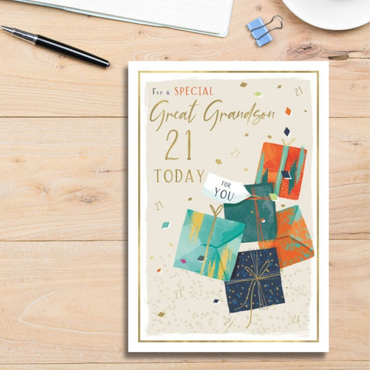Great Grandson 21st Birthday Card - Skylight Gifts