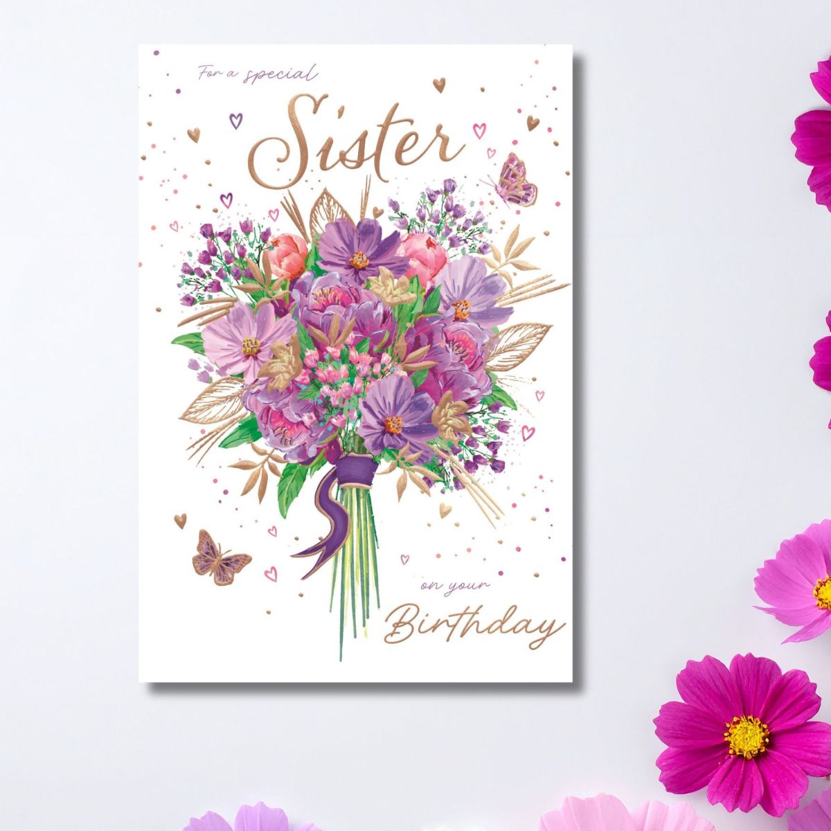 Sister Birthday Card -  Tied Bouquet