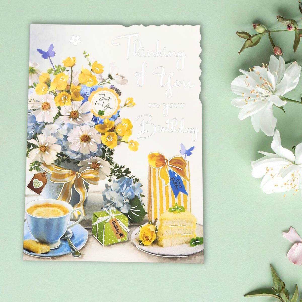 Velvet Birthday Card - Thinking Of You Tea & Cake