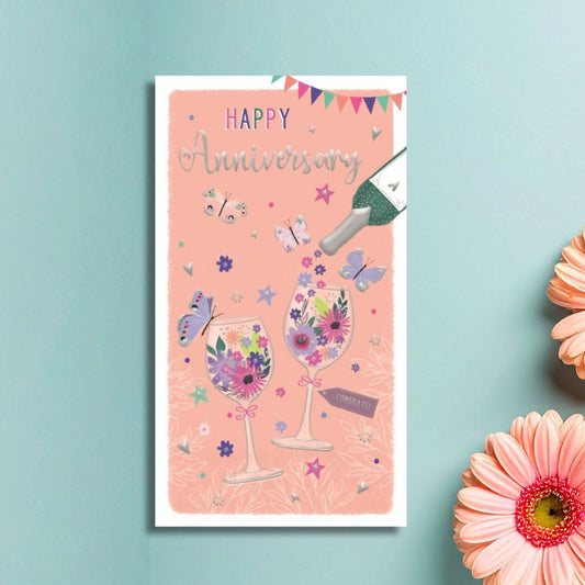 Happy Anniversary Card - Pavillion Butterfly Toast