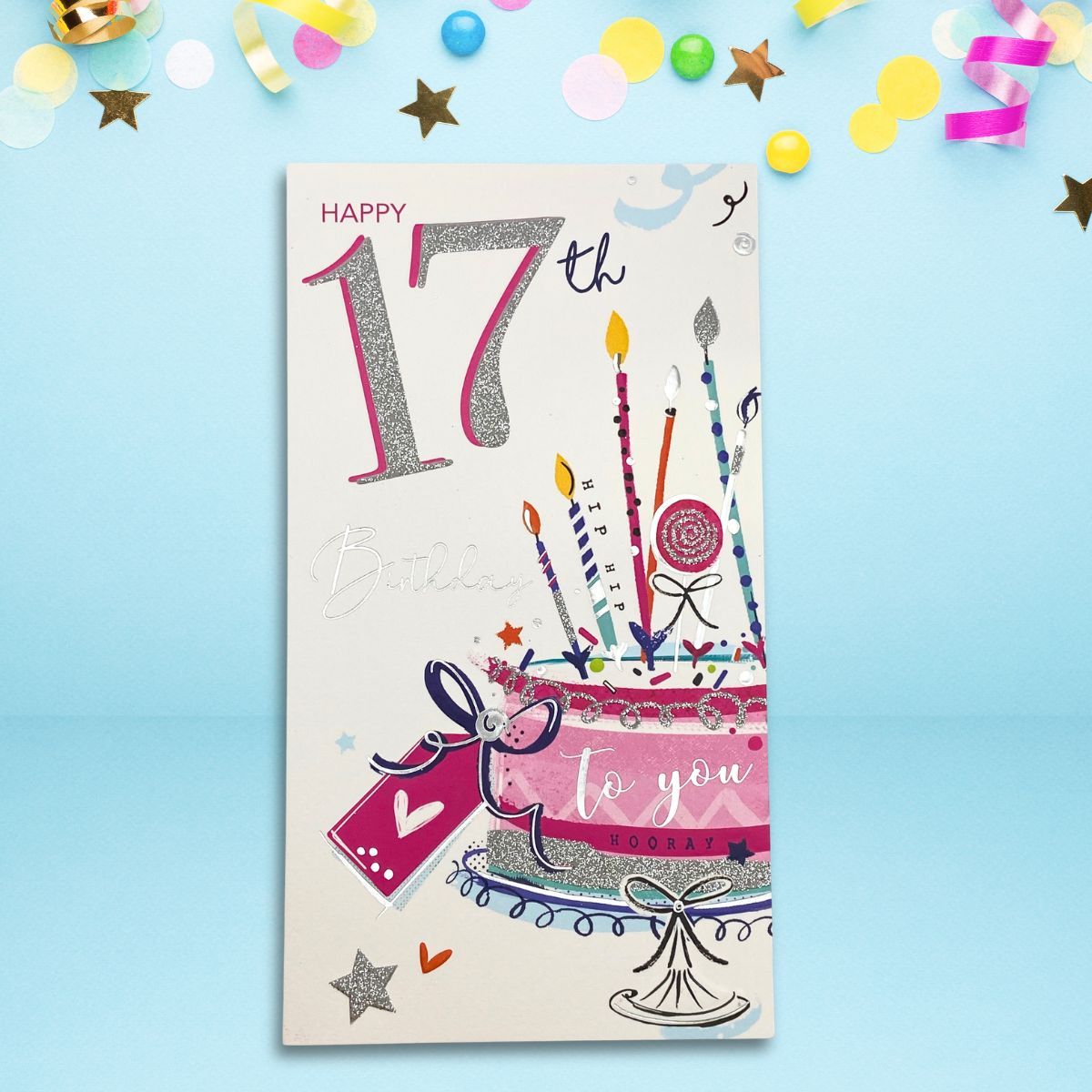 17th Birthday Card - Signature Cake Pink
