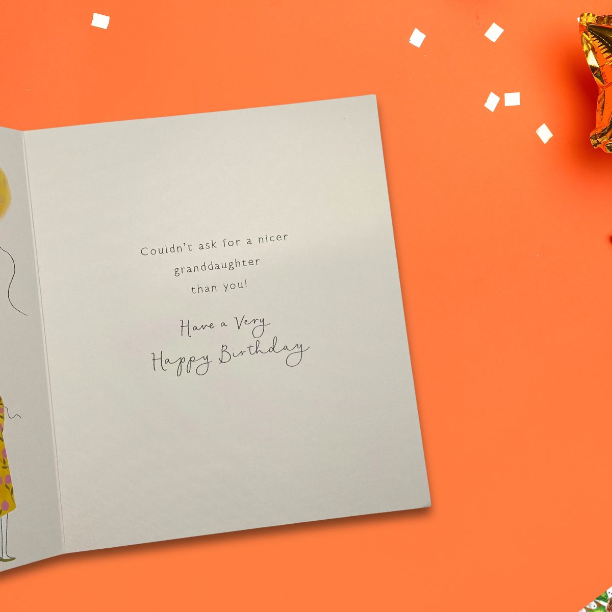 Granddaughter Birthday Card - Girl Holding Balloons