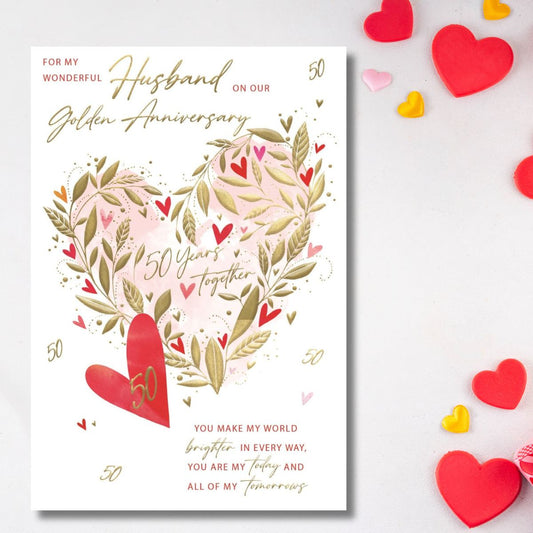 Husband Golden Wedding Anniversary Card - 50 Golden Years