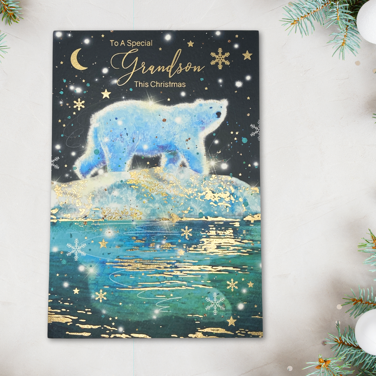 Grandson Christmas Card - Grayson Polar Bear