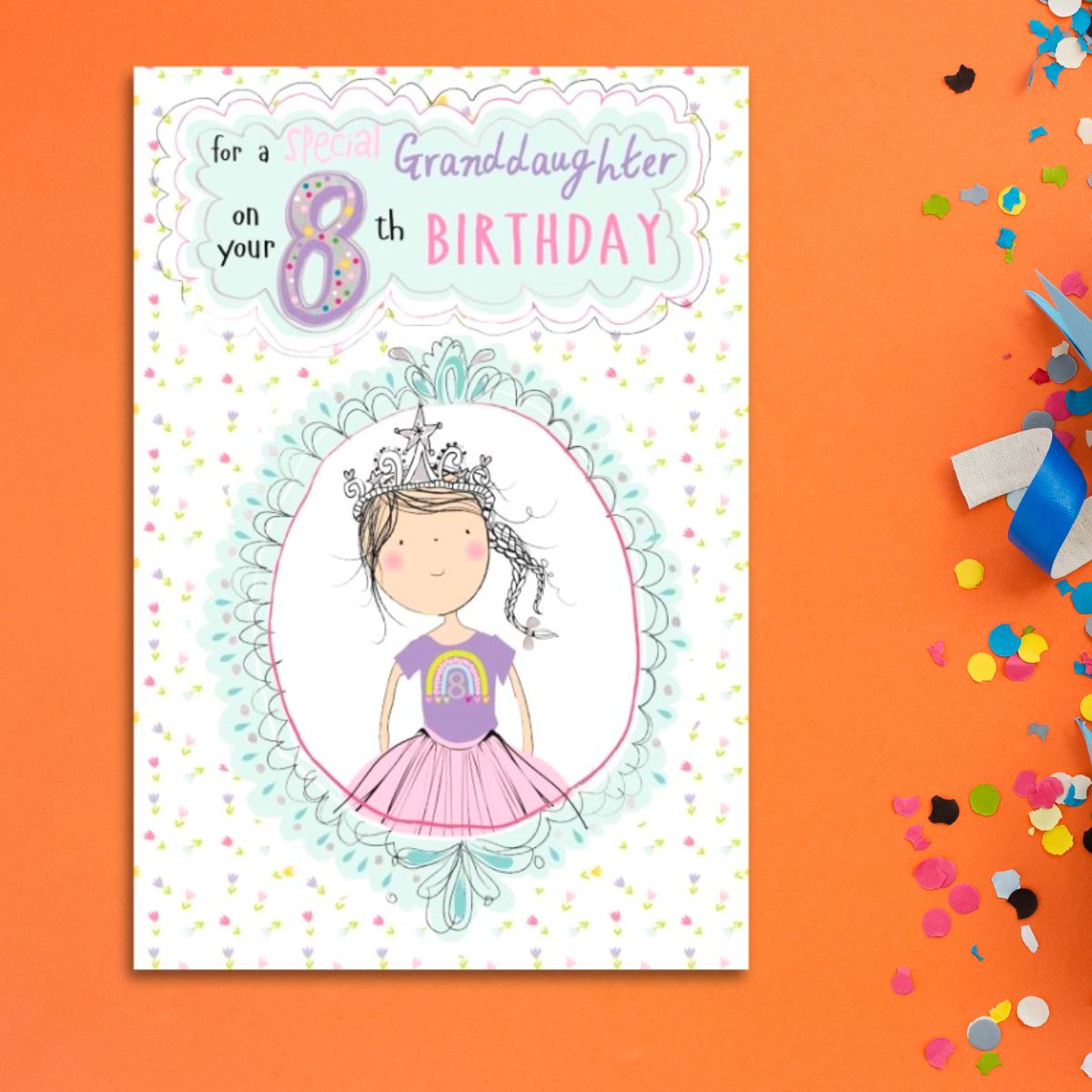 Granddaughter 8th Birthday Card - Princess