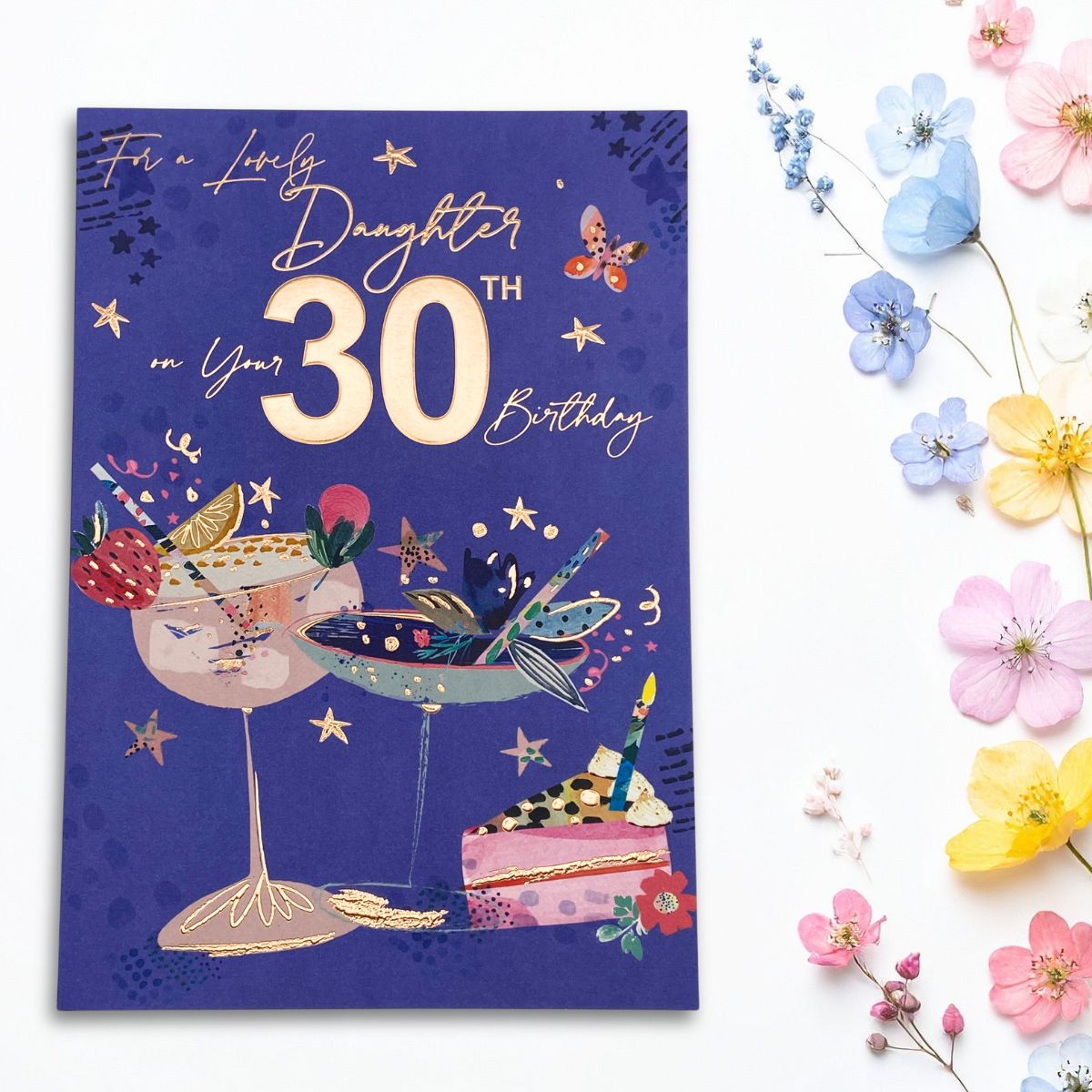 Daughter 30th Birthday Card - Cocktails & Cake