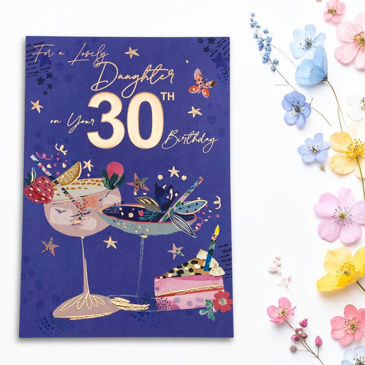 Daughter 30th Birthday Card - Cocktails & Cake