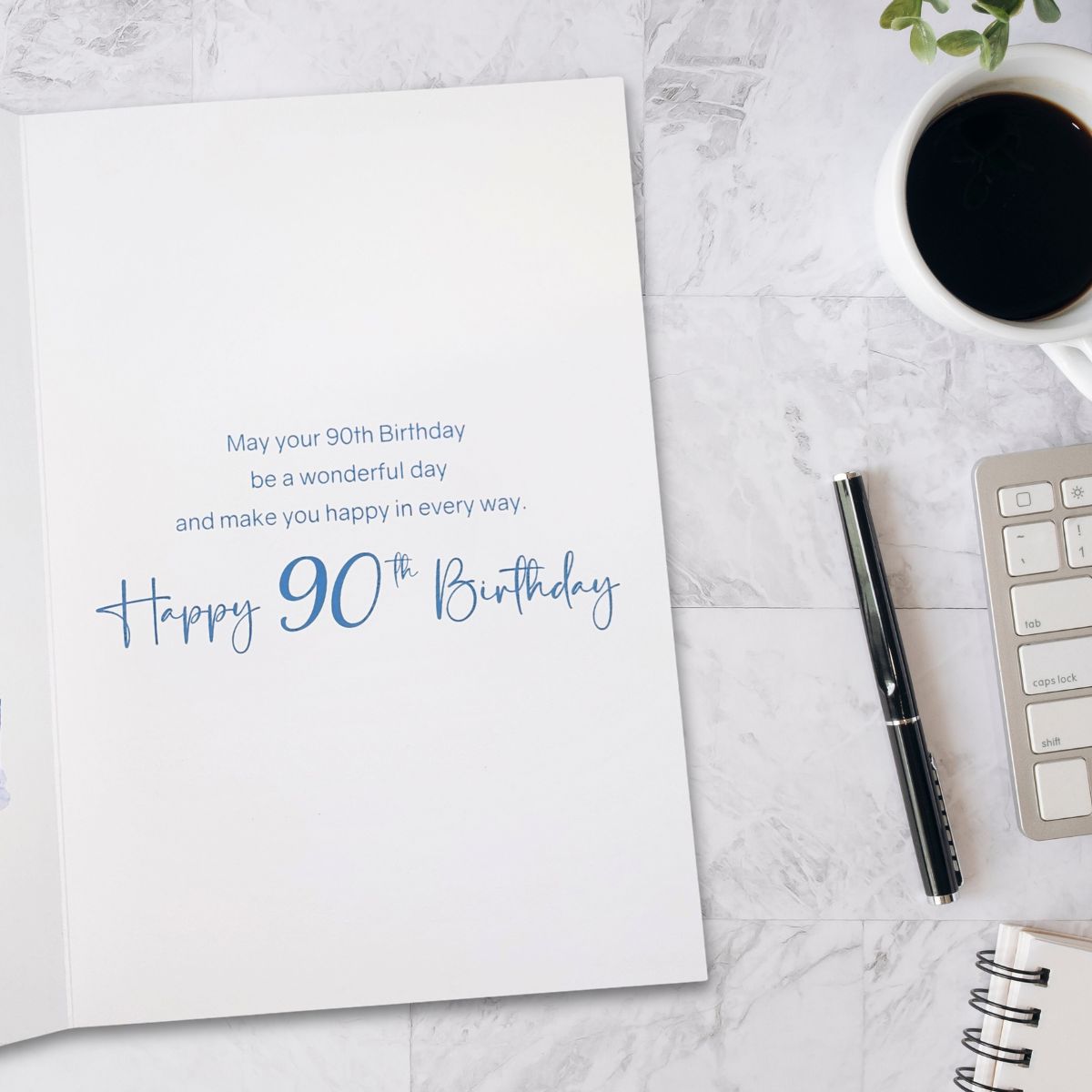 90th Birthday Card - Bliss Cake & Balloons