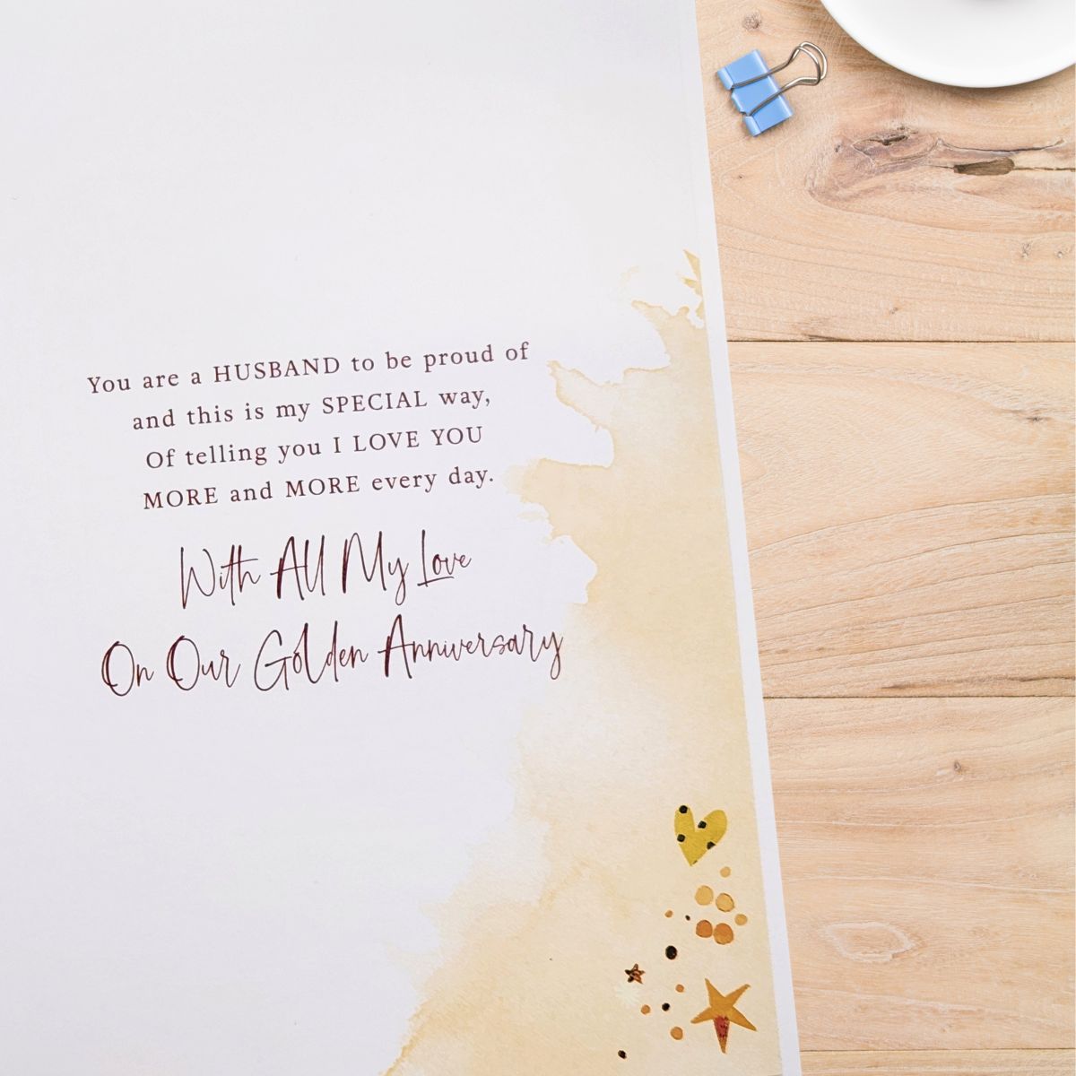 Husband Golden Wedding Anniversary Card - 50th Gold Flutes