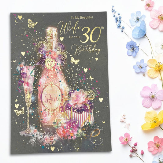 Wife 30th Large Birthday Card - Grace Floral Gift