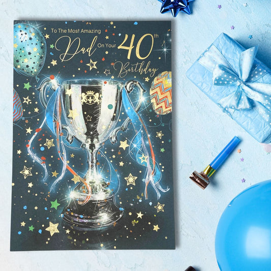 Dad 40th Birthday Card - Grayson Trophy