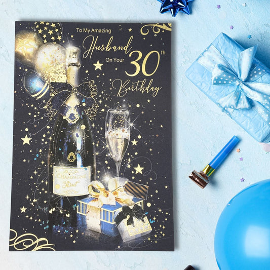 Husband 30th Birthday Card - Grayson Bubbly