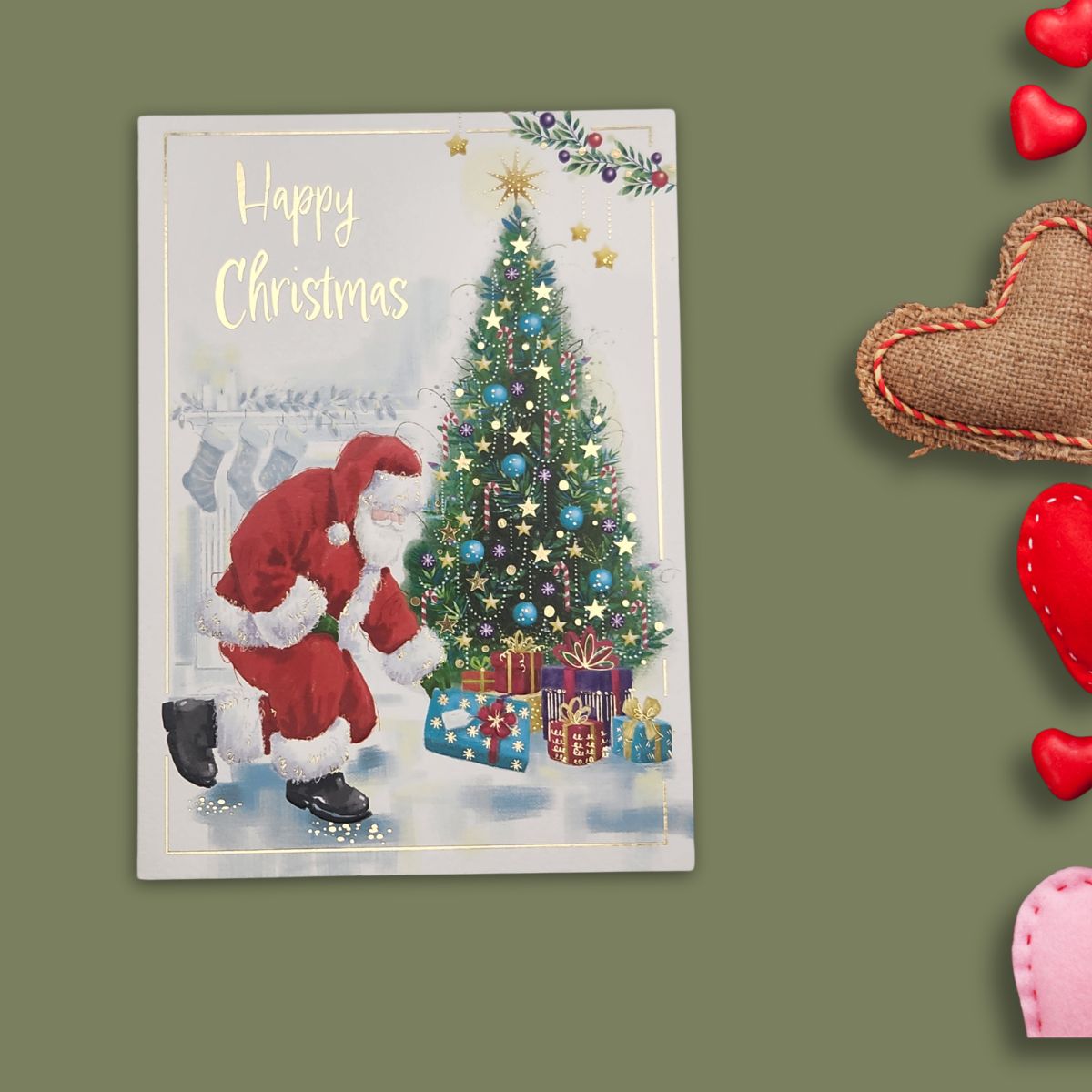 Open Christmas Card - Awash With Colour Santa