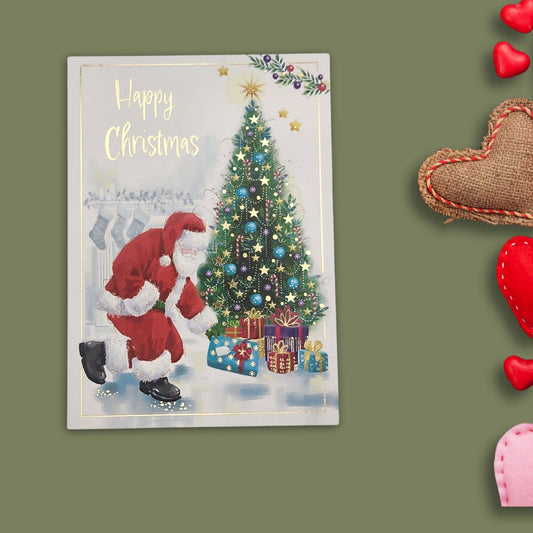 Open Christmas Card - Awash With Colour Santa