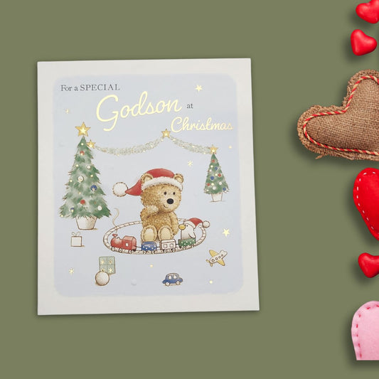 Godson Christmas Card - Barley Bear