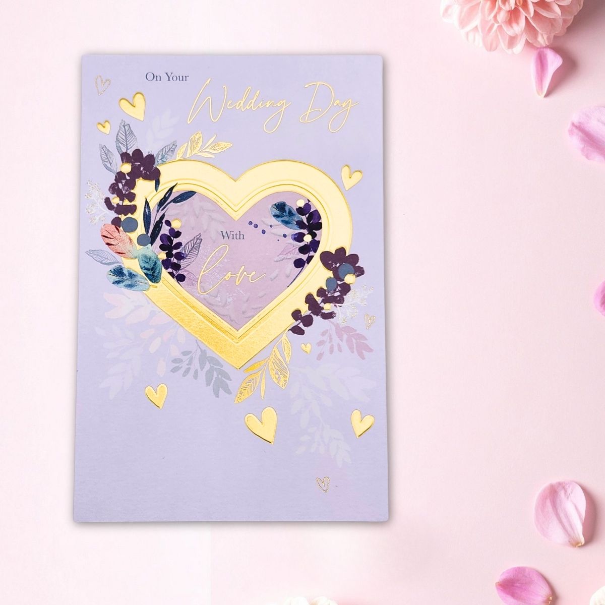 Wedding Day Card - Golden Heart