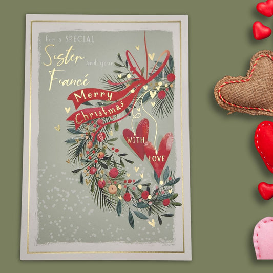 Sister & Fiancé Christmas Card - Skylight Wreath