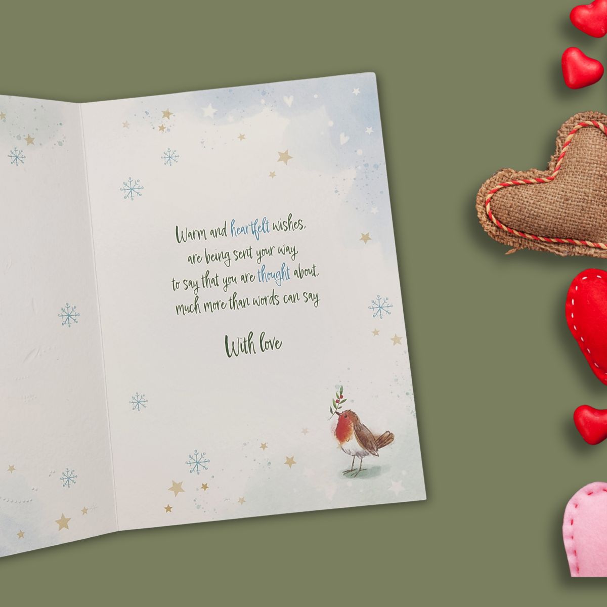 Caring Thoughts Christmas Card - Awash With Colour Robin