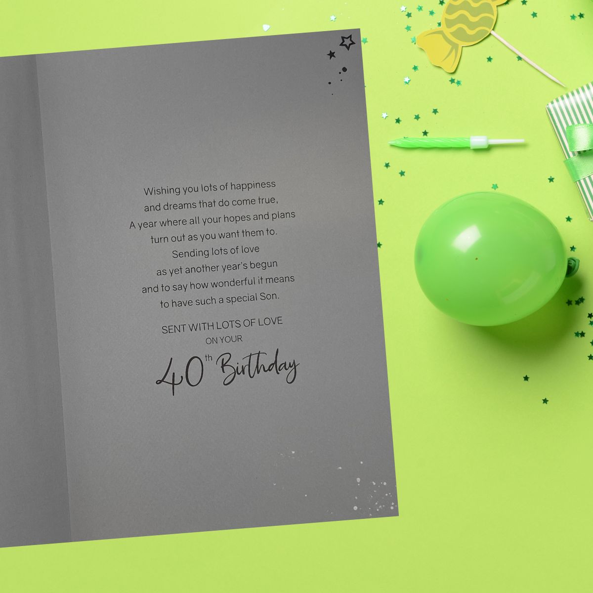 Son 40th Birthday Card - Grayson Gifts & Bubbly