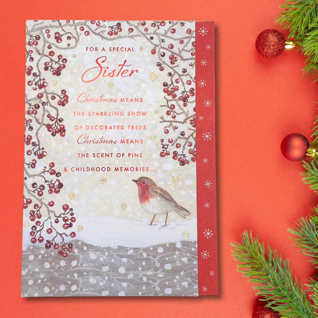 Sister Christmas Card - Pizazz Robin