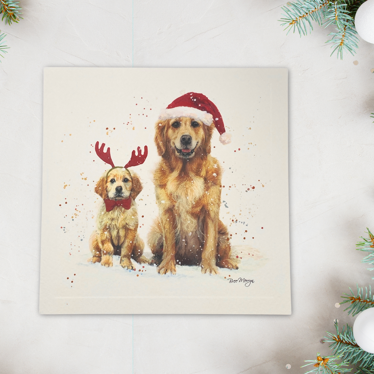 Open Christmas Card - Bree Merryn Gigi & Gemma Golden Retrievers