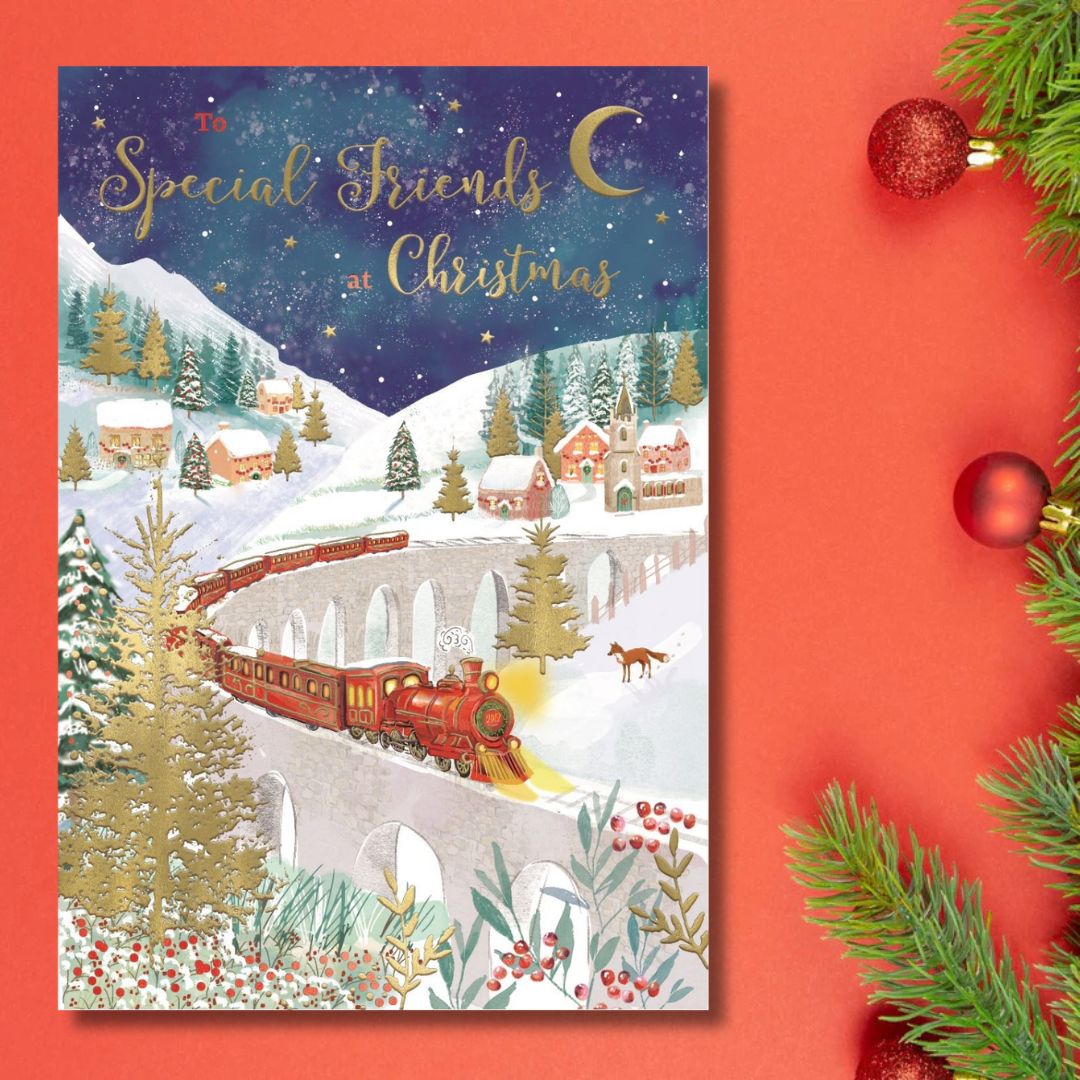 Friends Christmas Card - Village Train