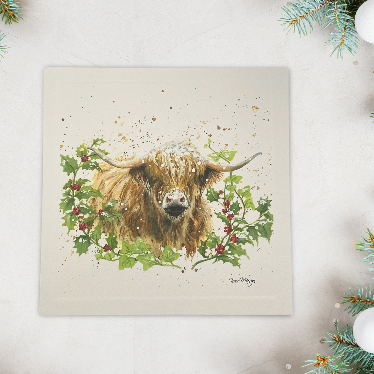 Open Christmas Card - Bree Merryn Logan Highland Cow