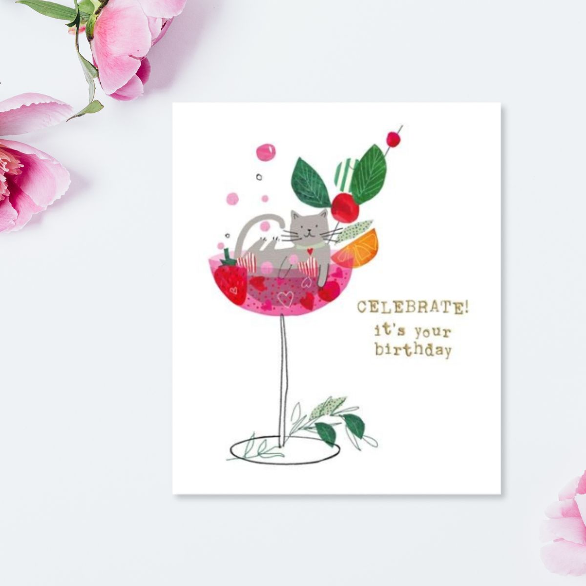 Fluff Birthday Card - Cat & Cocktail