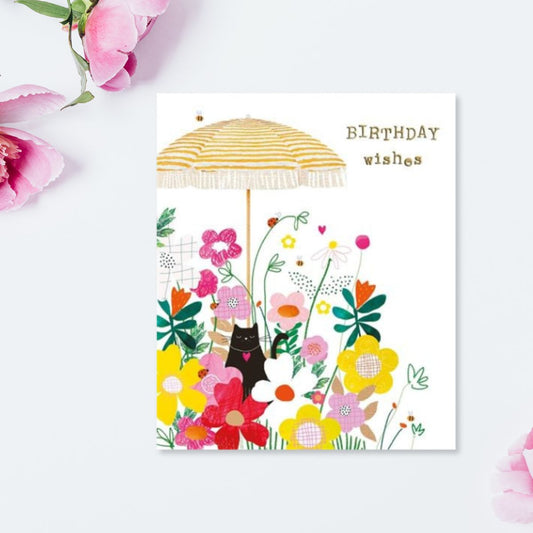 Fluff Birthday Card - Cat & Umbrella