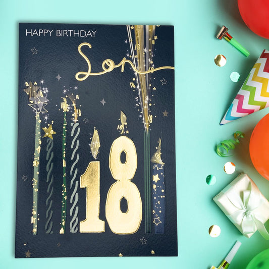 Son 18th Birthday Card - Make A Wish Candles