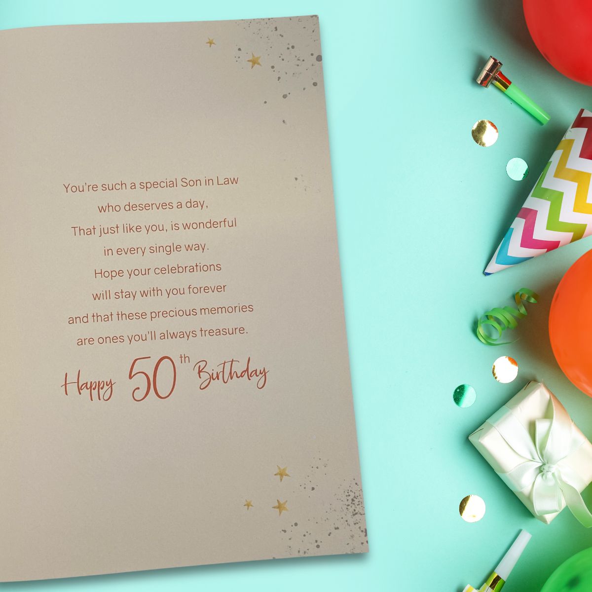 Son-In-Law 50th Birthday Card - Beers & Cheers