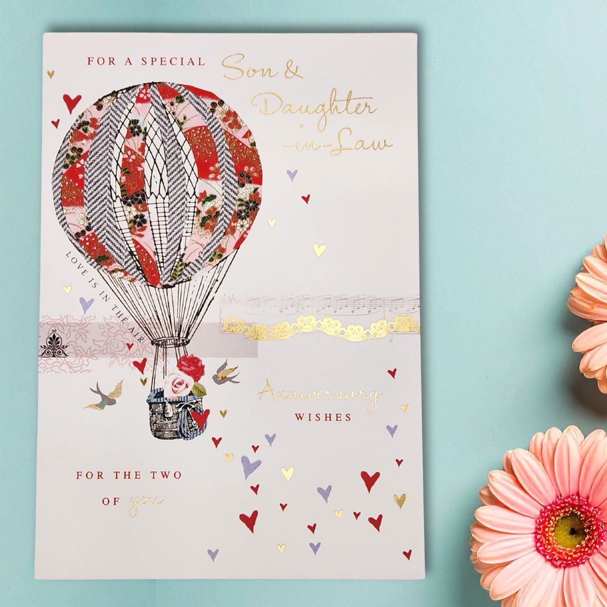 Son & Daughter-In-Law Wedding Anniversary Card - Hot Air Balloon