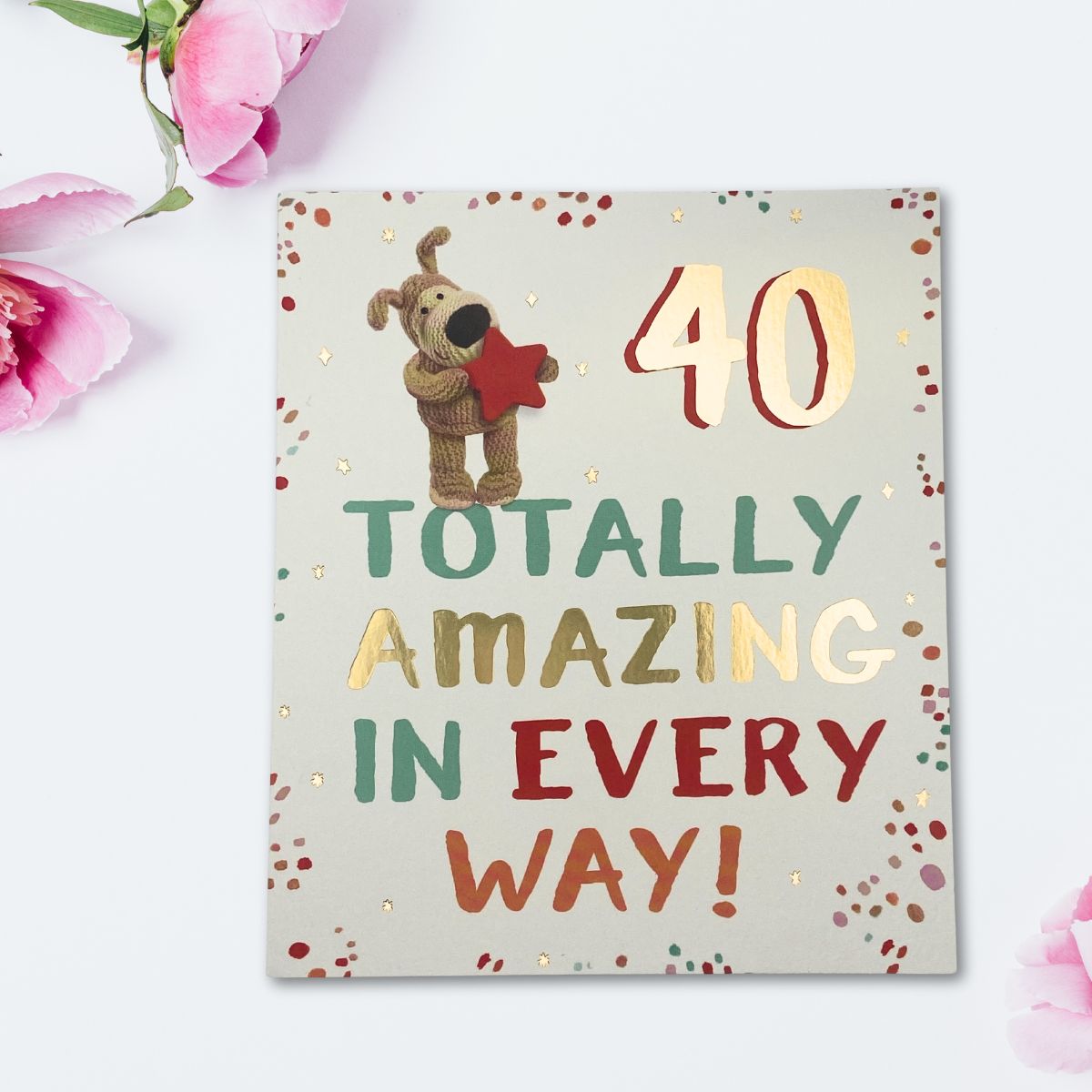 40th Birthday Card - Boofle Bear Streamers